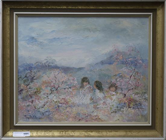May Hutchison Children picking flowers 44 x 54cm